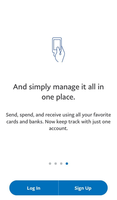 A PayPal sign in screen with the text "And simply manage it all in one place."