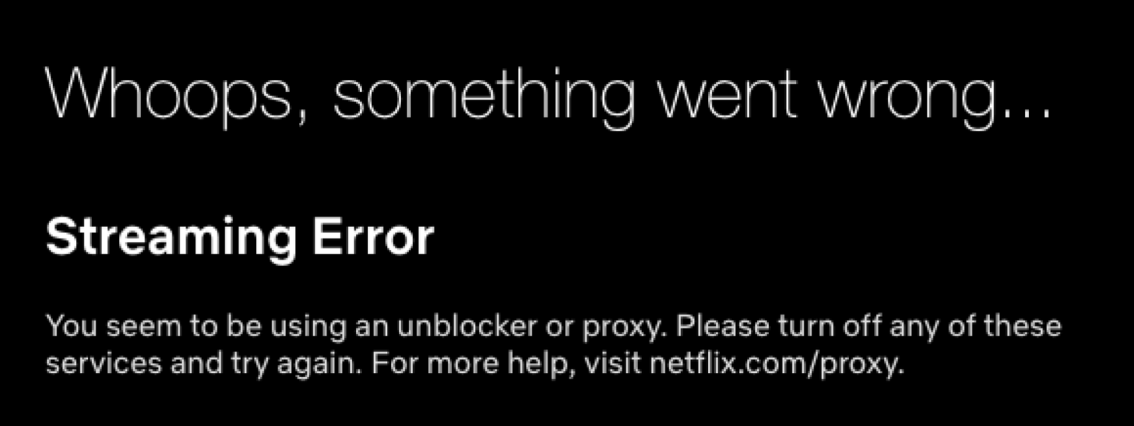 Screenshot of a Netflix access error page. 